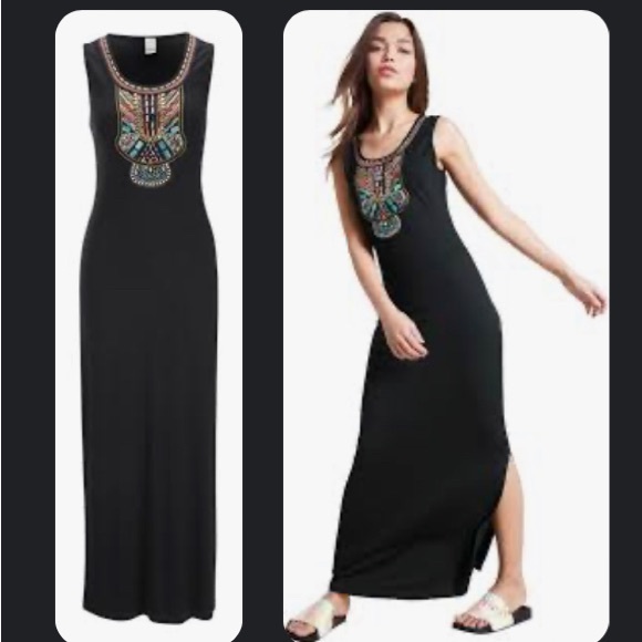 Selects beaded embroidered black dress - Picture 1 of 10